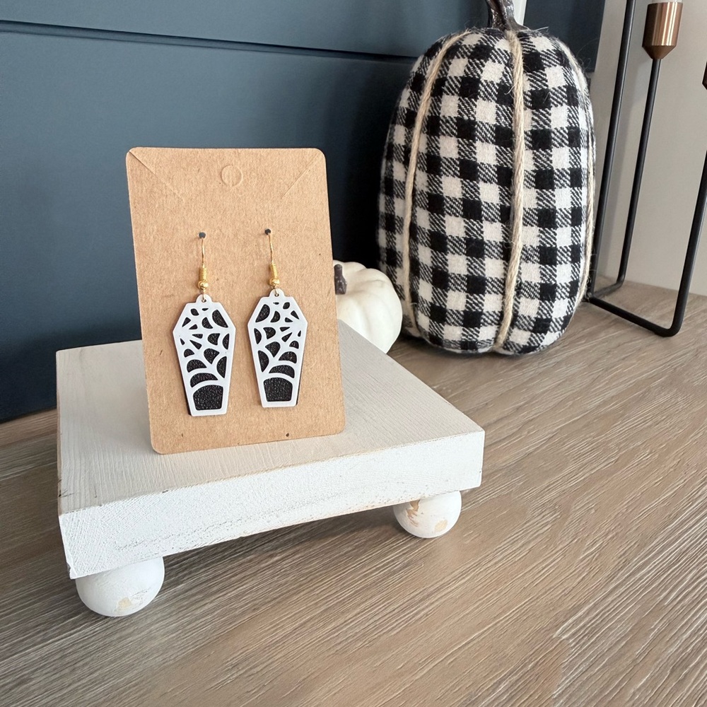 Black and White Coffin Earrings
